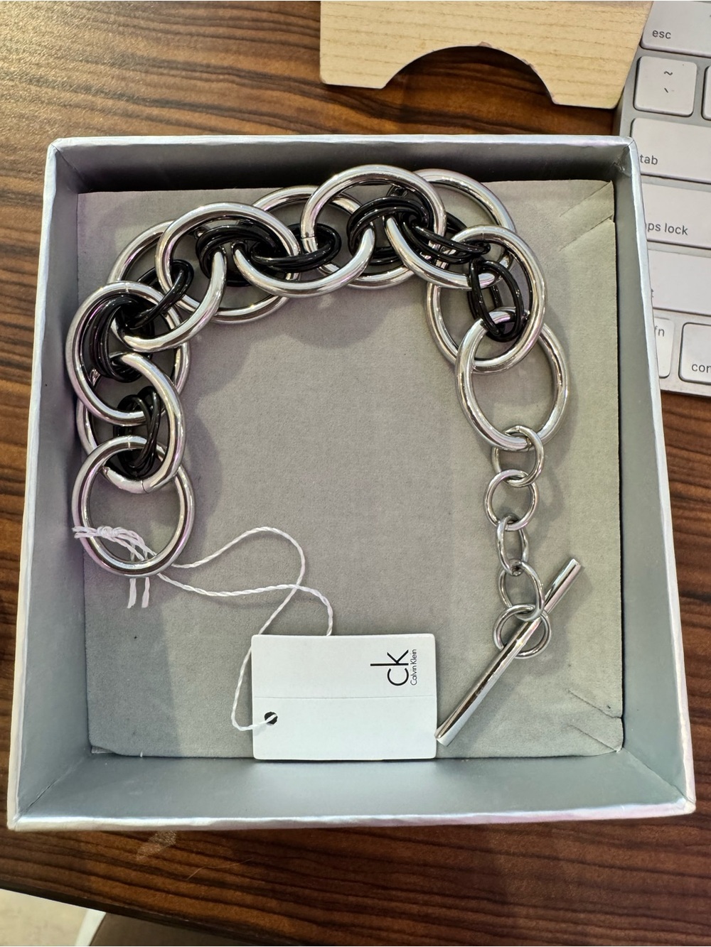 Calvin Klein Black and Silver Chunky Link Bracelet